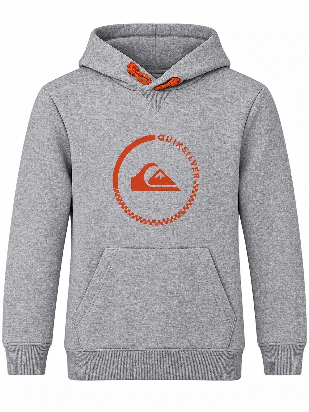 Quiksilver Boys 7/8 Grey Orange Logo Pullover Hoodie Surf Skate